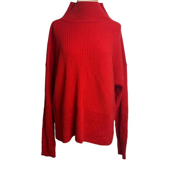 Summersalt The Luxe Cashmere Blend Funnel Neck Sweater Sz Large red - Picture 4 of 9